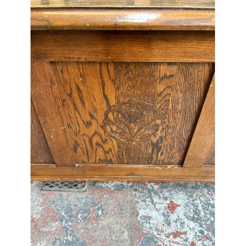 37 - A mid 20th century oak blanket box - approx. 48cm high x 91cm wide x 44cm deep