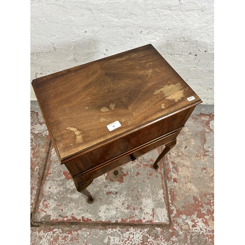 45 - A mid 20th century walnut sewing table with cabriole supports - approx. 68cm high x 47cm wide x 31cm... 