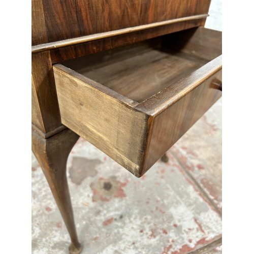 45 - A mid 20th century walnut sewing table with cabriole supports - approx. 68cm high x 47cm wide x 31cm... 