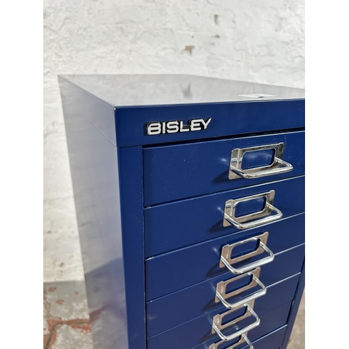 50 - A Bisley blue metal fifteen drawer office filing cabinet - approx. 94cm high x 28cm wide x 41cm deep