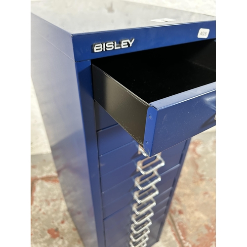 50 - A Bisley blue metal fifteen drawer office filing cabinet - approx. 94cm high x 28cm wide x 41cm deep