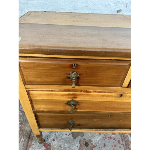 55 - An Edwardian satinwood chest of two short over two long drawers - approx. 79cm high x 91cm wide x 43... 