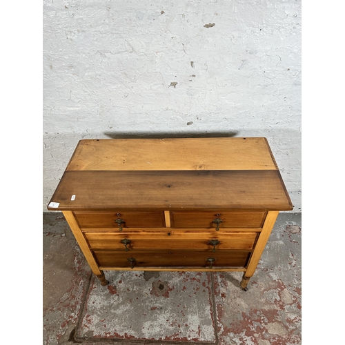 55 - An Edwardian satinwood chest of two short over two long drawers - approx. 79cm high x 91cm wide x 43... 