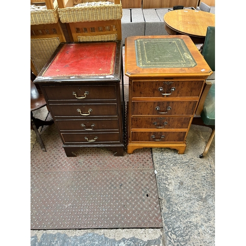 59 - Two Georgian style two drawer filing cabinets, one yew wood and one mahogany