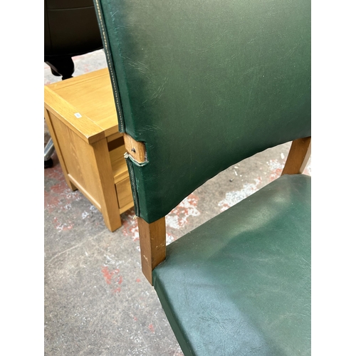 60 - A mid 20th century beech and green vinyl office desk chair