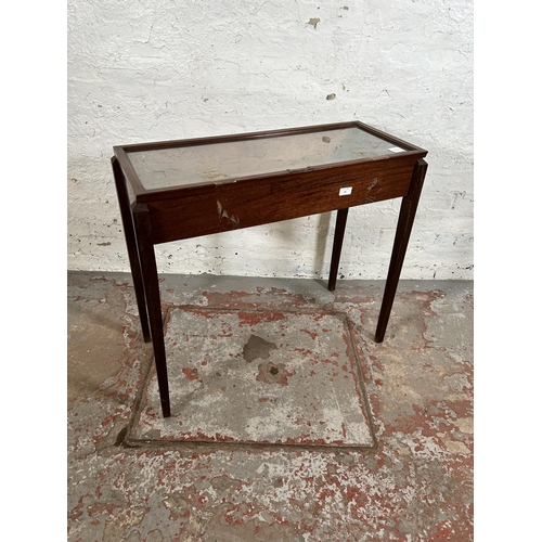 66 - A mahogany bijouterie table - approx. 73cm high x 83cm wide x 35cm deep