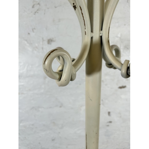 81 - A Thonet style white painted metal coat stand - approx. 190cm high