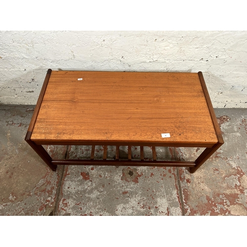 96 - A mid 20th century teak rectangular two tier coffee table - approx. 42cm high x 47cm wide x 90cm lon... 