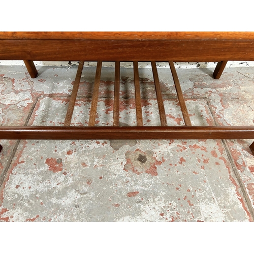 96 - A mid 20th century teak rectangular two tier coffee table - approx. 42cm high x 47cm wide x 90cm lon... 