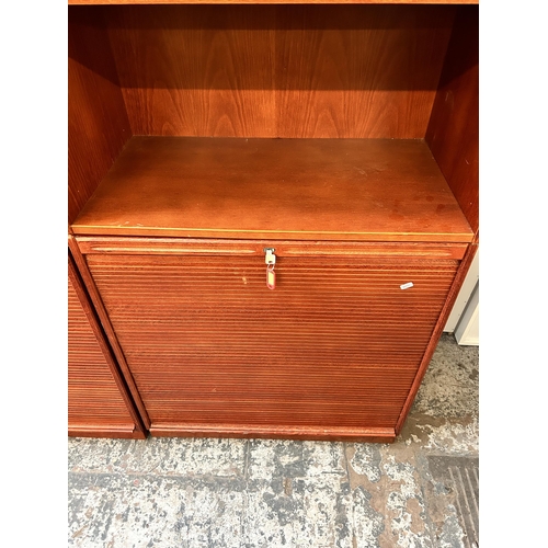 125 - Two modern cherry wood effect office cabinets - approx. 161cm high x 80cm wide x 43cm deep