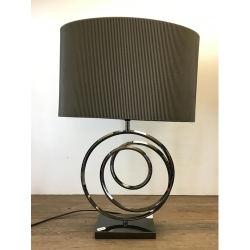 426 - A pair of modern swirl design table lamps with shades - 58cm high including shades