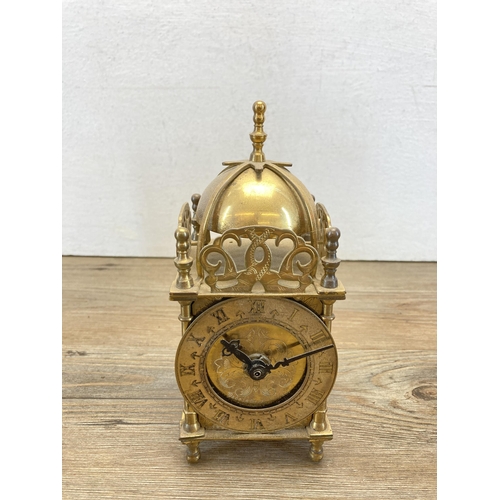 441 - Four carriage and mantel clocks, one Angelus onyx and brass, one Metamec, one London Clock Co and on... 