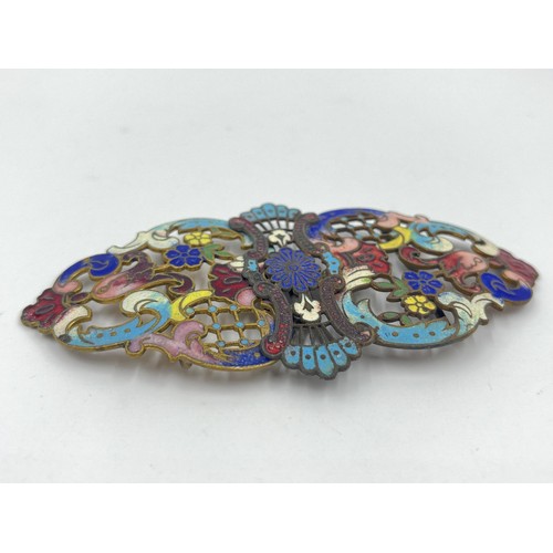 1242 - An early 20th century enamel women's belt buckle