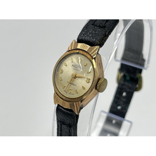 1257 - A Medana Lever 9ct gold cased mechanical lady's wristwatch