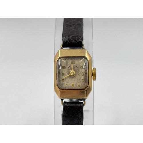 1258 - A vintage Arnex 9ct gold cased mechanical lady's wristwatch