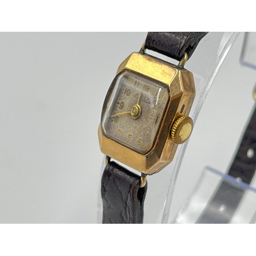 1258 - A vintage Arnex 9ct gold cased mechanical lady's wristwatch