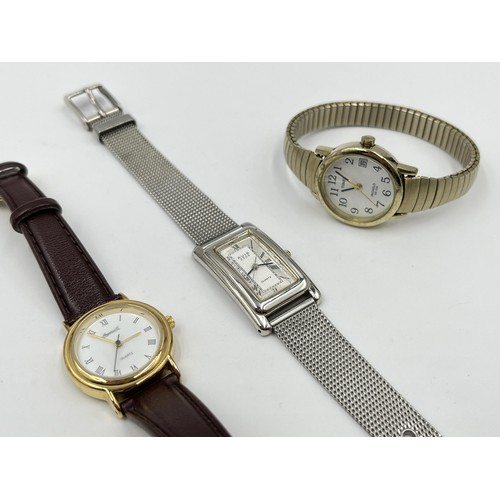 1268 - Three quartz women's wristwatches, one Timex, one Ingersol and one Avia