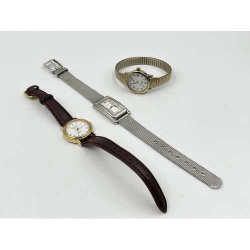 1268 - Three quartz women's wristwatches, one Timex, one Ingersol and one Avia