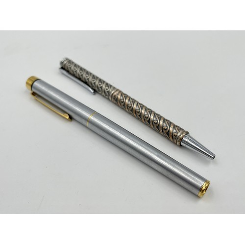 1363 - Two writing instruments, one Sheaffer fountain pen with 14ct gold nib and one ballpoint pen