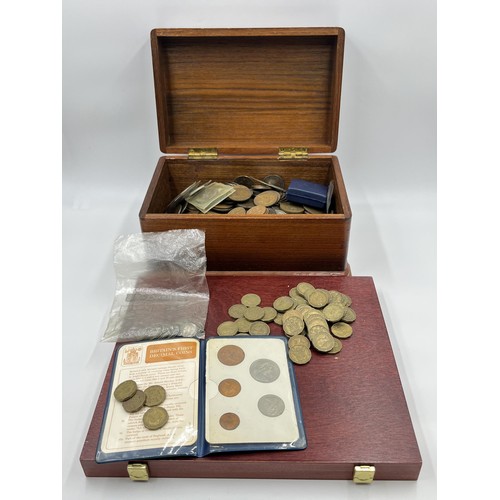 1365 - A large collection of British coins to include nineteen .925 silver threepences, four .500 silver th... 