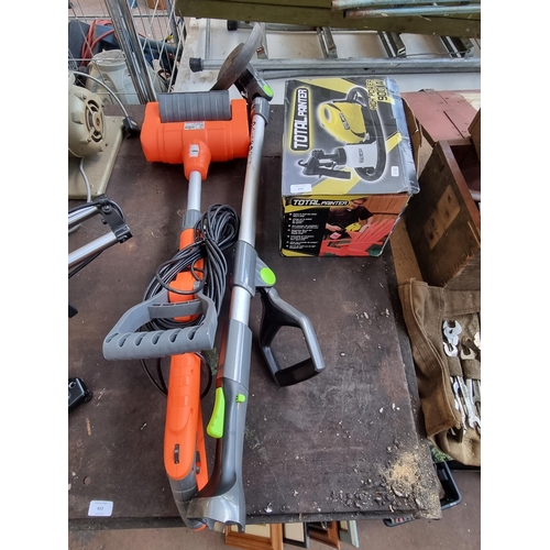 830 - Three items, one boxed Total Painter 900w painter sprayer, one Gtech ST20 18v cordless grass trimmer... 