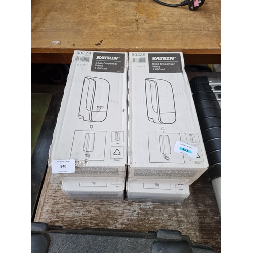 840 - Four boxed Katrin 1000ml soap dispensers