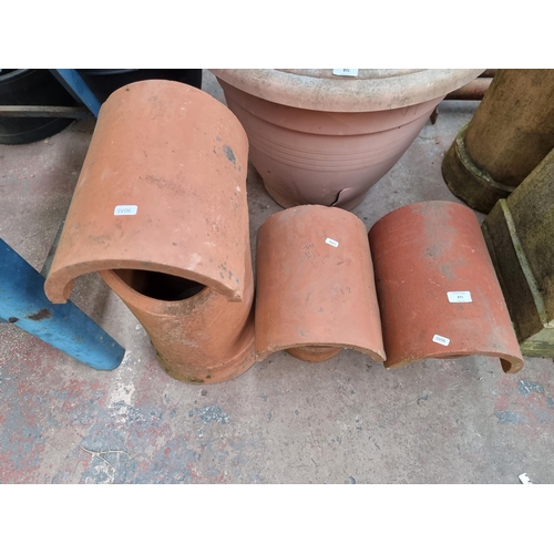 871 - Three terracotta chimney cowls - largest approx. 56cm high