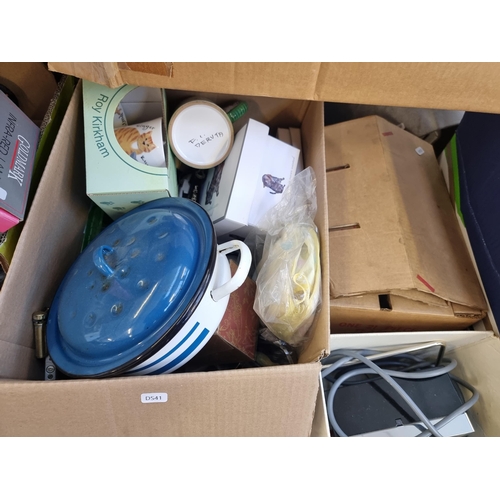 905 - A large quantity of house clearance items to include Monopoly board game, cast metal and green glass... 