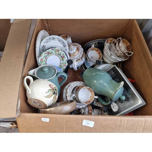 930 - A collection of house clearance items to include ceramics, semi precious stones, plastic action figu... 