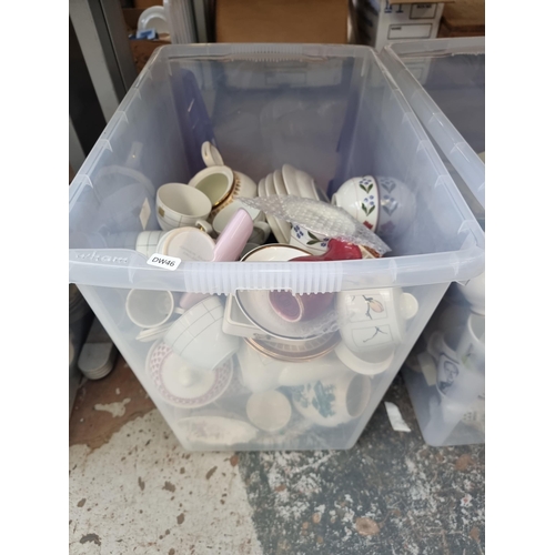 934 - Four boxes containing a large quantity of ceramics to include nine Wedgwood Ice Rose dinner plates, ... 