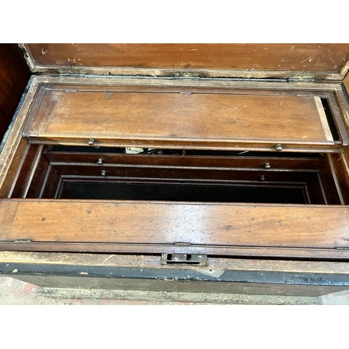 144 - A late 19th century ebonized carpenter's tool chest with fitted interior - approx. 60cm high x 94cm ... 