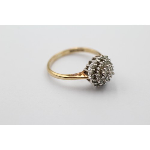 1013 - A 9ct gold diamond halo ring, size M½ - approx. gross weight 2.4 grams