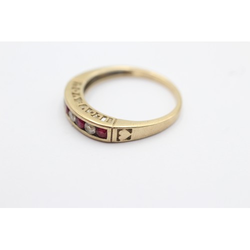 1072 - A 9ct gold clear gemstone and ruby channel set 'I love you' ring, size Q - approx. gross weight 2.4 ... 