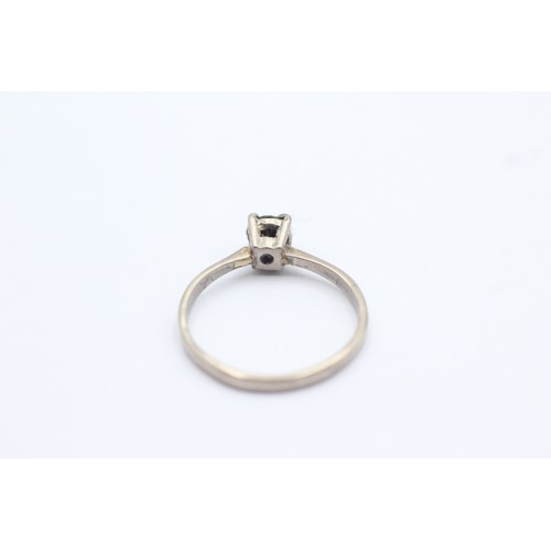 1085 - A 9ct white gold black moissanite solitaire ring, size P - approx. gross weight 2.4 grams