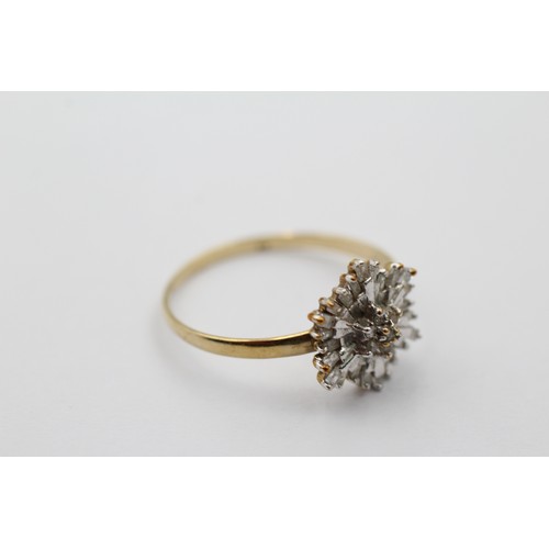 1101 - A 9ct gold diamond cluster ring, size T - approx. gross weight 2 grams