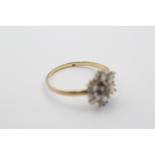 1101 - A 9ct gold diamond cluster ring, size T - approx. gross weight 2 grams