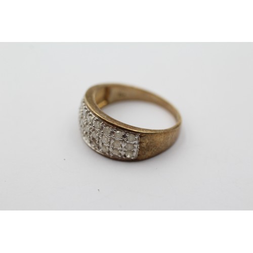 1127 - A 9ct gold diamond three row ring, size O - approx. gross weight 2.9 grams