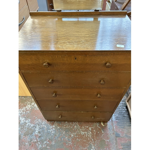 80 - A Heals style oak chest of five drawers - approx. 112cm high x 76cm wide x 46cm deep