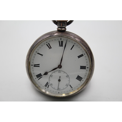 1234 - A .925 silver cased open face hand-wind pocket watch with Dennison made case and Swiss made movement... 