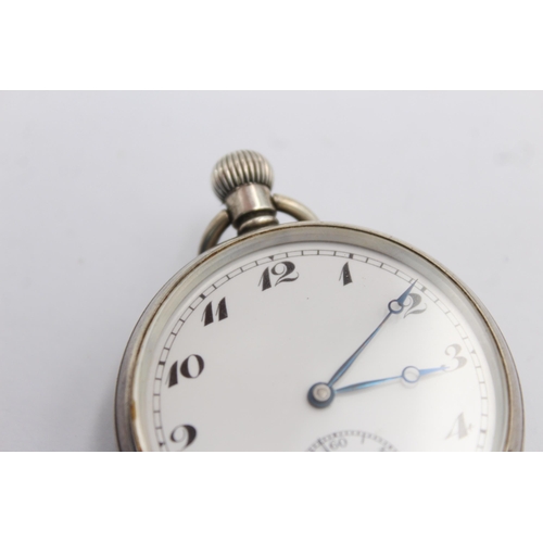 1238 - A .925 silver cased open face hand-wind pocket watch with Dennison made case and Swiss made movement... 