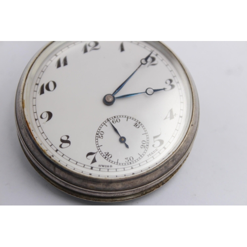 1238 - A .925 silver cased open face hand-wind pocket watch with Dennison made case and Swiss made movement... 