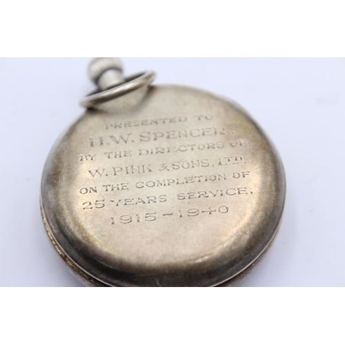 1238 - A .925 silver cased open face hand-wind pocket watch with Dennison made case and Swiss made movement... 