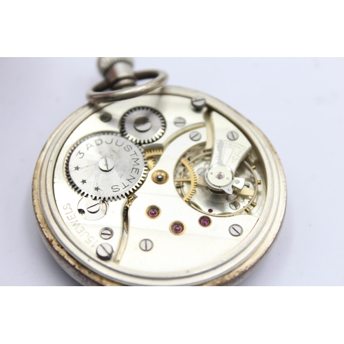 1238 - A .925 silver cased open face hand-wind pocket watch with Dennison made case and Swiss made movement... 