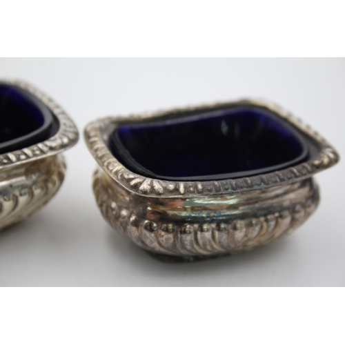 1291 - Three .800 and .925 silver condiment dishes with liners - approx. gross silver weight 82 grams