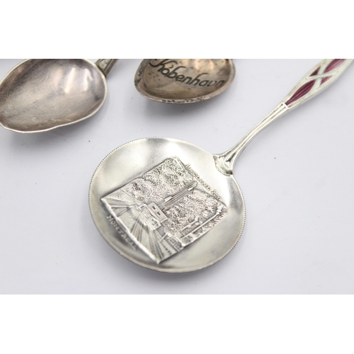 1311 - Six .800 and .925 silver spoons with enamel decoration - approx. gross weight 74 grams