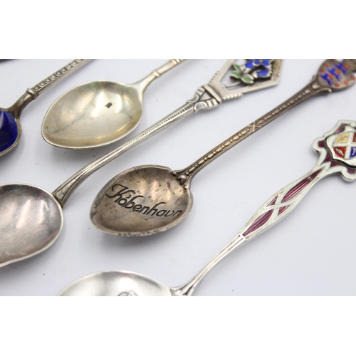 1311 - Six .800 and .925 silver spoons with enamel decoration - approx. gross weight 74 grams