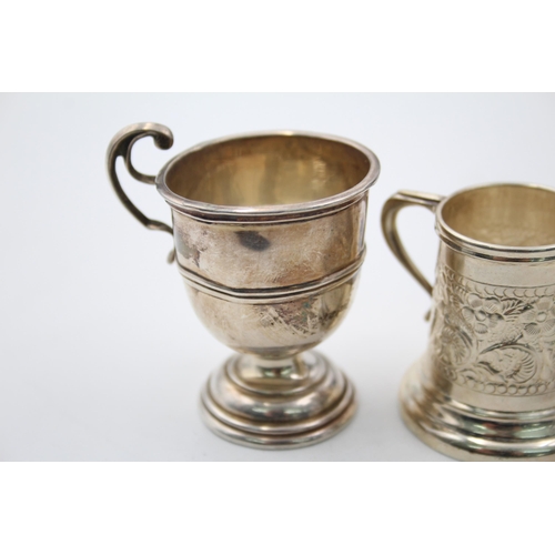 1312 - Three hallmarked sterling silver small tankards - approx. gross weight 75 grams