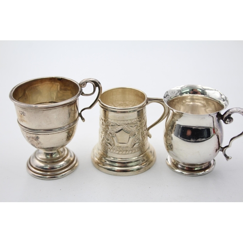 1312 - Three hallmarked sterling silver small tankards - approx. gross weight 75 grams