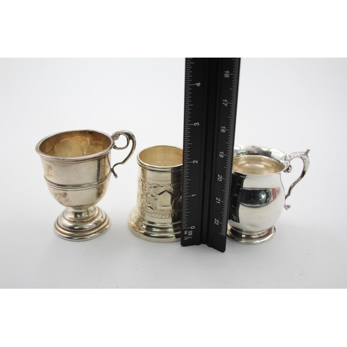 1312 - Three hallmarked sterling silver small tankards - approx. gross weight 75 grams