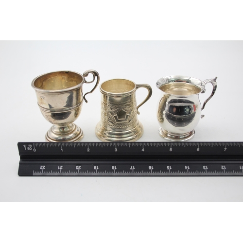 1312 - Three hallmarked sterling silver small tankards - approx. gross weight 75 grams